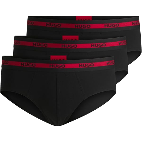 HUGO Hüftslip HIPBRIEF TRIPLETPACK mit kontrastfarbenem Logobund