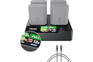 Accsoon toprig NP-FZ100 - Cargador de batería para cámara de 4 canales, PD60 W, carga rápida con pantalla LCD, compatible con Sony A7iii, A7iv, A7R III, A6600, FX3, FX30, ZV-E1, ZV-E10