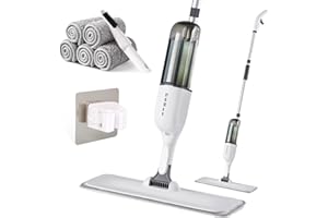 SDARISB Balai lave sol avec vaporateur，Balai serpillère microfibre réutilisable avec 6 Tampons Lavables，Réservoir d'eau 470ml，360 degrés，Spray Mop pour Nettoyage des Sols,convient à tous les types de sols