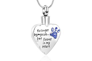 VCCWYQK Urn Necklace for Ashes Personalized Urn Pendant Heart Necklace Pets Paw Print Keepsake Waterproof Memorial Gifts for Dogs