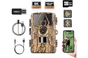 ZYJDGNNY 8K 60MP WiFi Wildlife Camera with Night Vision and 32GB SD Card, Motion Activated IP67 Waterproof 100ft Range 120° Wide Angle, 42pcs Infrared LEDs Without Glow