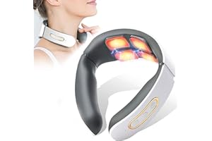 POCHY Massaggiatore Cervicale, 6 Modalita 9 livelli Massaggiatore Collo Schiena, Massaggio a Impulsi a 4 Teste e Funzione di Riscaldamento a Temperatura Costante, per Alleviare il Dolore al Collo