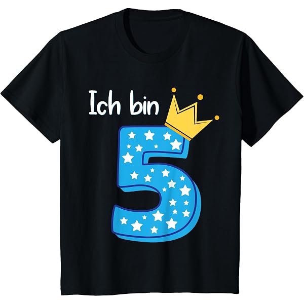 Kinder-T-Shirt Für Jungen Zum 5. Geburtstag – Mit Krone Und „Fünfter“-Aufdruck (grau Meliert)