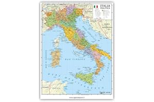 Agendepoint.it - Cartina Italia Geografica A4 Fisica Politica 21x30cm Plastificata Lucida Per Uso Scolastico