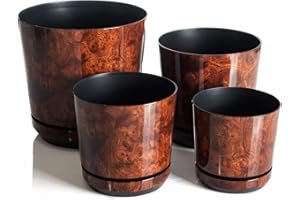 KORAD Übertöpfe Satz 4 Stück Holz 16 cm, 18 cm, 21 cm, 26 cm - dekorative Übertöpfe in 4 der Größe von 16 cm, 18 cm, 21 cm, 26 cm für Blumen, Kräuter, Pflanzenkompositionen. OSL S4/144