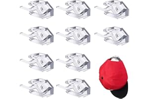 LIAMGUS 10 Pcs Adhesive Hat Hooks for Wall, Hat Stand, Minimalist Hat Display Rack Hat Organizer Wall Mounted, Hat Display, Baseball Cap Storage, for Bedroom Closet Office