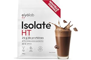 ISOLATE HT | Jusqu’à 90% de Protéines | Isolat de Protéine Breveté Lacprodan® | Riche en BCAA et Glutamine | Musculation Rapide & Sèche | Faible en Calories | Saveur Chocolat | 750g | Eiyolab