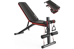 Naspaluro Weight Bench, Adjustable Bench, Foldable Home Training, Fitness Training Bench, Utility Weight Bench for Full Body Training, 7 Levels Backrest Gradient