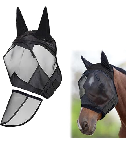 Shires Masque anti-mouches cheval en maille fine avec oreilles 60 % de protection UV (complet, bleu sarcelle