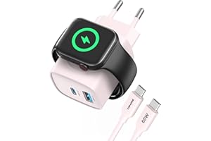 TOPADRE Ładowarka do Apple Watch, ładowarka USB C 3 w 1 20 W do iPhone'a PD 3.0, szybka ładowarka do Apple Watch 9/8/7/6/Ultra/SE, kabel ładujący USB C do iPhone'a 15/15 Pro Max, do iPada/Airpods, Róża