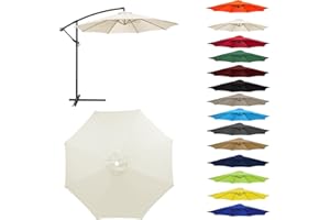 HonunGron Auvent De Remplacement pour Parasol 2,0/2,3/2,5/2,7m/3,0m, 6 Baleines/8 Baleines Toile De Parasol Déporté Remplacement Pour Cour,Jardin,Plage, Protection UV 50+ (3.0m-8 ribs,Beige)
