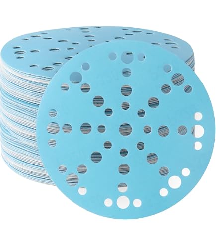 50 Disques Abrasifs 150mm à 49 Trous - Grains 40 à 800 - Céramique Bleu Anti-poussière Pour Ponceuse, Bois, Métal, Voiture