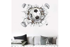 SITAKE 3D Football Wall Sticker, Soccer Wall Decal Football Player Wallpaper for Boys Bedroom Accessories, Large Sports Wall Art Vinyl Decal Wall Decor for Playroom Living Room 50 X 63cm