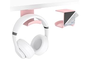 HomeMount Universal Kopfhörerhalter - Unter-Schreibtisch Montage, Selbstklebender Gaming-Kopfhörerständer, Platzsparend & rutschfest (Rosa)