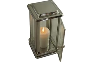 Lampe funéraire Designgrab en acier royal inoxydable - Avec une croix gravée sur le côté de la paroi