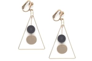 Idin Jewellery - Gold-tone Triangle with Black Bead & Disc Drop Clip-on Earrings
