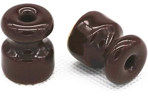 LAMORELL LIGHTDESIGN Aislador/aislador de cerámica para cables trenzados, diámetro 18 mm, color marròn, juego de 6/25/50 piezas, tornillos y tacos incluidos. (6 Pezzi)