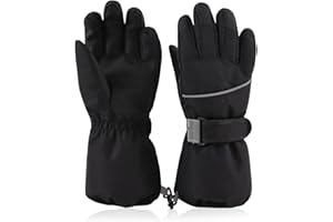 XIAOHAWANG Rękawice narciarskie dla dzieci, wodoszczelne, wiatroszczelne, z odblaskowymi paskami, antypoślizgowe, ocieplające, ochrona przed zimnem, rękawice z pięściami dla dzieci