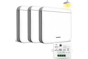 Ghekkli Interrupteur Sans Fil 433Mhz - 2200W/10A Interrupteur Va et Vient Sans Fil avec Récepteur (Kit 3 interrupteurs + 1 récepteurs) - Contrôle d'Éclairage et de Prises