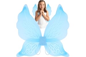 Nenjindz Ali Adulto Fata Bambina Costume Halloween, 1 Pezzi Ali Farfalla Donna Ali da Angelo Blu Accessori Carnevale per Natale Feste（51 * 49cm）