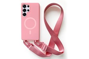 2NSPDRGNI Handykette Schutzhülle kompatibel mit Samsung Galaxy S25 Ultra Handyhülle mit Band,Kabellosem Laden Hülle Halsband Lanyard Silikonhülle,Pink