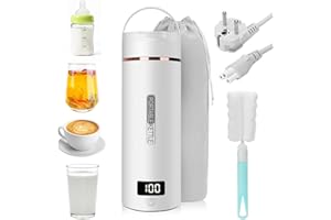 SWEETONE Mini Bouilloire Electrique de Voyage, 400ML Bouilloire Portable de Voyage Avec 6 Réglages de Température, chauffage automatiquement arrêté, avec Inoxydable 316 pour thé, café, lait de bébé