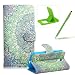 Produktbild Samsung Galaxy S4 Mini Handyhülle Brieftasche Lederhülle Case,Bookstyle Magnet PU Leder Standfunktion Kompletter Schutz Kartenfach Wallet Cover für Samsung Galaxy S4 Mini,Herzzer Mode Gute Qualität [Grüne Blumen Muster] Schutztasche Schutzhülle Handyschale Hülle Flip Case Cover für Samsung Galaxy S4 Mini + 1 x Frei Grün Handy Halterung Ständer + 1 x Frei Grün Touch Pen Stift Stylus