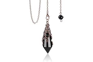 Jovivi Vintage Pendolino Esoterico in Pietra Naturale per Rabdomanzia Pendolo Radioestesia Divinatorio Esagonale Sfaccettato Cristalloterapia Pendolo Chakra Pietra Energia Meditazione - Ossidiana