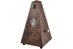 Wittner Metronome Taktell Forme Pyramide Système Maelzel Série Designer - Boîtier en plastique - Avec cloche - Bois de racine - Mécanique à remonter - Pas de piles nécessaires - Fabriqué en Allemagne
