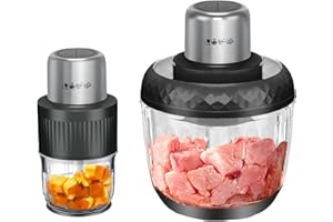 Hoapin Picadora de Carne 800 W, Picadora Eléctrica de Alimetos con 2 Cuencos 3 L + 0,5 L, 2 Velocidades, Minipicadora para Cebolla Carne Frutas (Negro)