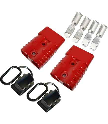 Connettori Rapidi Anderson 175A 12-36V Per Cavi 2-4 AWG - Kit Da 4 Pezzi Con Terminali In Rame Argentato E Coperture, Per Batterie E Verricelli