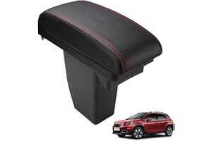 MARCHFA Armrest Box Fit for 2008 2013-2019 Centre Armrest Box with Storage Compartment 1 Piece (Red Stitching)