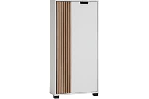 ‎SCHILDMEYER Schildmeyer Highboard Ryker 160036, Mattweiß/Akustikpaneel Optik, 59,8 x 19,5 x 124 cm