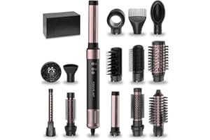 Cecotec Cepillo de Aire Caliente Secador Moldeador Alisador 14 Cabezales Tecnología Coanda CeramicCare 14in1 AirGlam Black. 1400W, Motor Digital, Elimina el Frizz, 3 Temperaturas