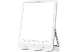 SUXIO Decatela Therapy Lamp Rechargeable, 10000 Lux Sunlight Lamp, Therapy Light with Wake-Up Function, Daylight Lamp with Memory Function, Happy Lamp Use As Lift-Mood, Light Therapy Box for Home/Office