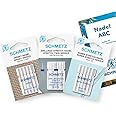 SCHMETZ Sewing Machine Needles Jersey Set, 5 Jersey (Ball Point) Needles, 5 Super Stretch Needles, 1 Stretch Twin Needle, 1 ABC Needle Guide, can be used on most Standard Household Sewing Machines
