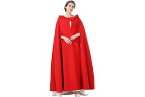 BEAUTELICATE Hooded Cape Cloak Long for Women Bride Winter Wedding Wool-Blend Poncho Medieval Halloween Christmas Cosplay Costume Black Red Green