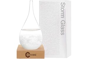 3DHOME storm glass Barometre a Cristaux,Baromètre de Fitzroy/verre-de-tempête, Bouteille en verre avec cristaux pour prévisions météorologiques