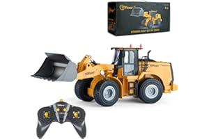 Top Race Chargeur Frontal Robuste à 9 canaux, Tracteur de Construction télécommandé avec lumières et Sons Pelle en métal 2,4 GHz et pièces de qualité Passe-Temps