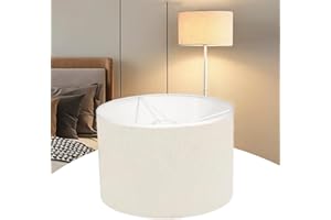 bangminda 30x20 cm Pantalla Cilíndrica de Tela para Lámpara de Techo Pantalla de Lámpara de Repuesto E27 Pantalla de Lino para Lámpara de Mesa y de Pie y Colgante (Beige-Blanco)