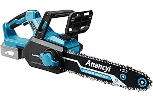Anancyi Bezszczotkowa akumulatorowa piła łańcuchowa, 12 cali, elektryczna piła łańcuchowa ze smarowaniem łańcucha, kompatybilna z akumulatorem Makita 18 V, beznarzędziowa piła łańcuchowa, piła