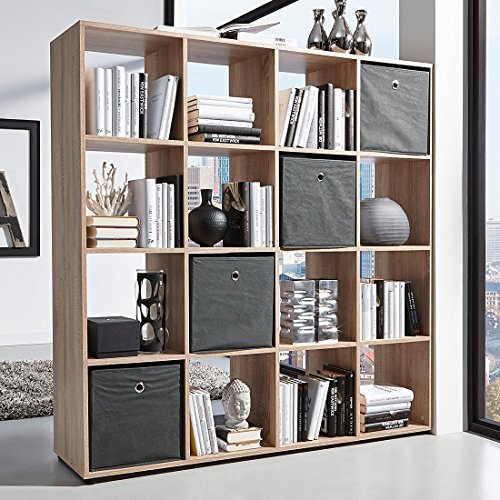 REGAL RAUMTEILER BÜCHERREGAL STANDREGAL SPLIT 16 FÄCHER EICHE SONOMA - 2