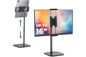 COOPER CASES Cooper TabStand - Support Réglable en Hauteur pour Tablette de Bureau, Compatible avec Moniteurs 16", Inclut Rotation, Inclinaison, et Base Antidérapante, Idéal pour iPad (Noir de Nuit)