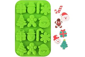 GHPKOTW Stampo In Silicone Per Natale Con 14 Disegni, Stampo Per Candele Natalizie, Stampo 3D, Stampo Antiaderente, Per Cioccolatini E Torte, Stampo Per Fai Da Te, Decorazione Natalizia