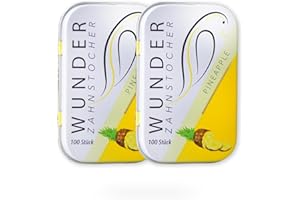 Wunder Zahnstocher Cure-dents aromatisés - Haleine fraîche avec cure-dents aromatisés - Lot de 2 (ananas)