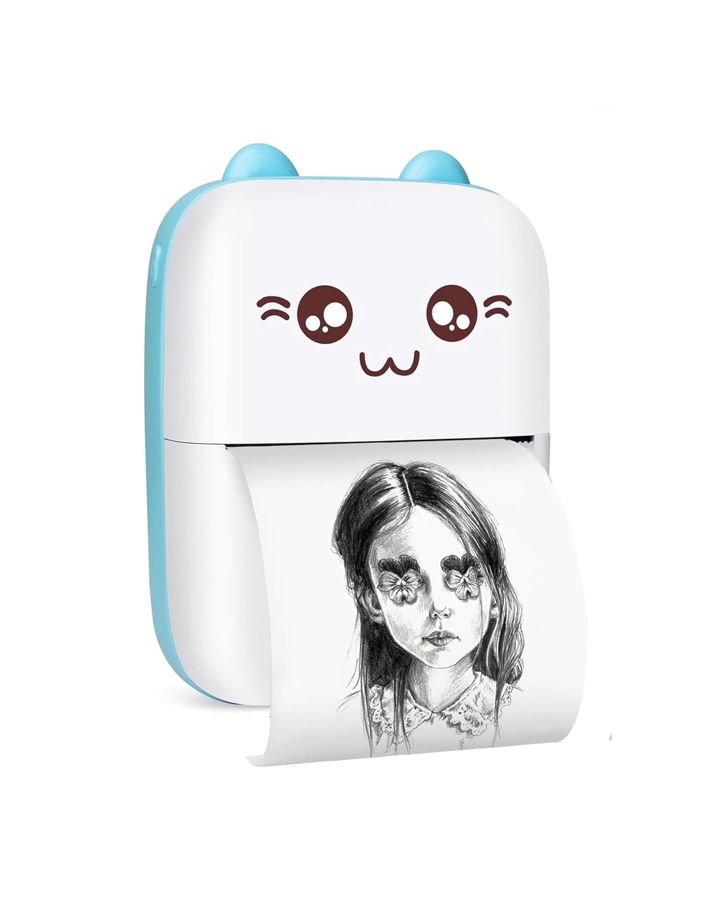 DRwilla Mini Bluetooth Thermal Printer, Portable Label Printer Inkfree Printer for Android & iOS System, Black on White Therm