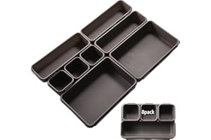 Nuts OT nuts Desk Drawer Organiser Kitchen Drawer Organiser 8pcs Desk Drawers Tidy Divider Tray 3-Size Interlocking Storage Boxes for Bathroom Kitchen Office Dresser