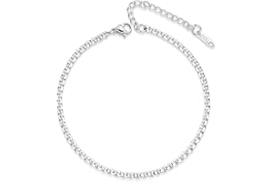 ALEXCRAFT Stainless Steel Anklets for Women Cuban Anklet for Women Silver 6 mm Wide 22/21 cm Length