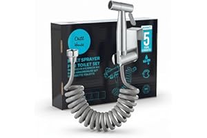 CHILL HOUSE Grifo Bidet Para WC en Acero Inox AISI 304 - Ducha Higienica Para WC con Manguera Bidet 1.5m y conexión de 1/2". Incluye Soporte de Montaje Pared o Cisterna para Inodoro Completo.