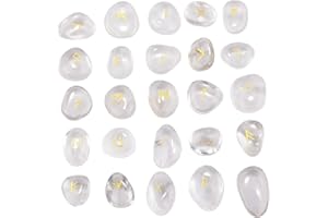 KYEYGWO Rock Quartz Witches Runes Set, Rune Stones with Engraved Elder Futhark Runic Alphabet for Divination Meditation Healing